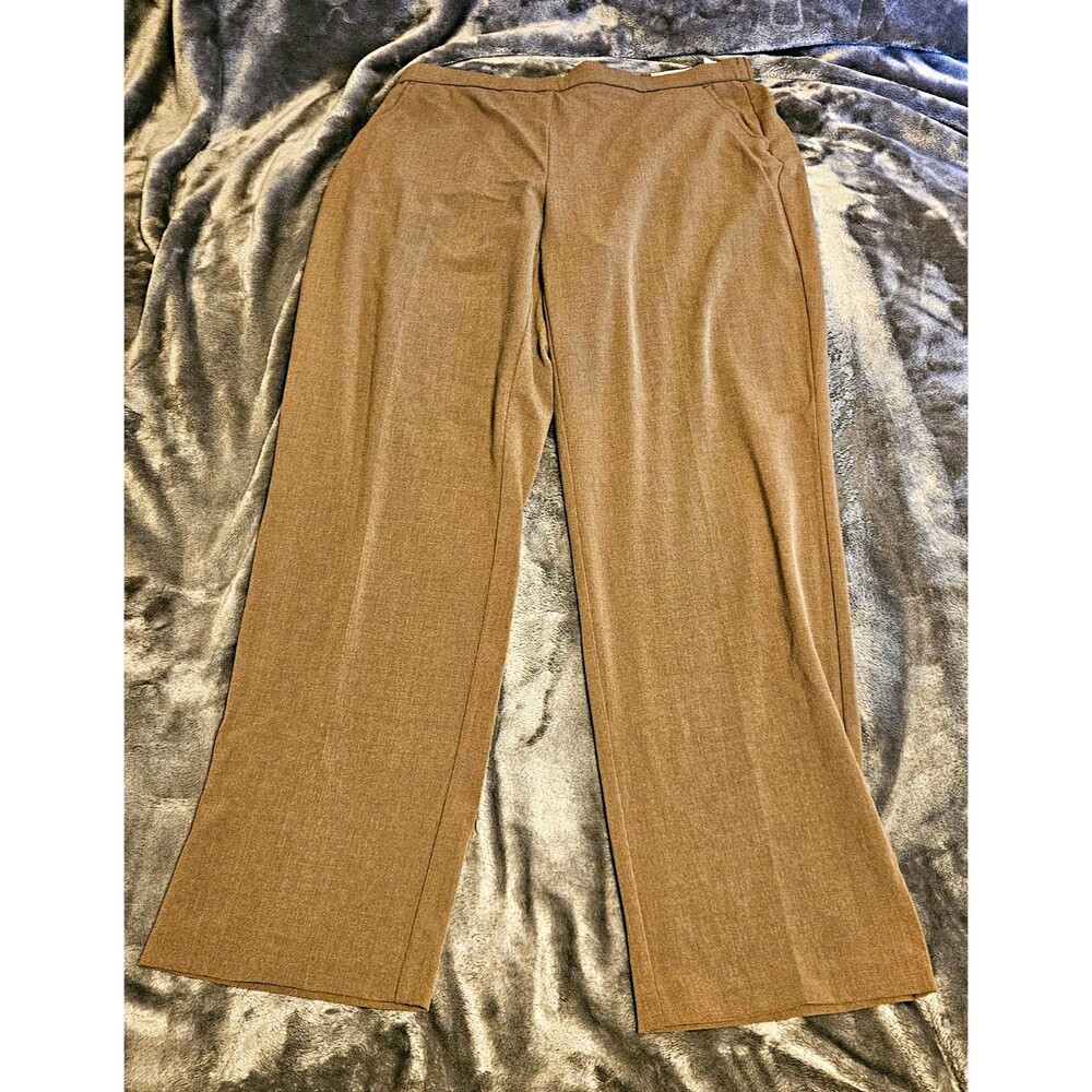 Dana Buchman Womens Brown Straight Leg Mid Rise Pull-On Stretch Dress Pants 14